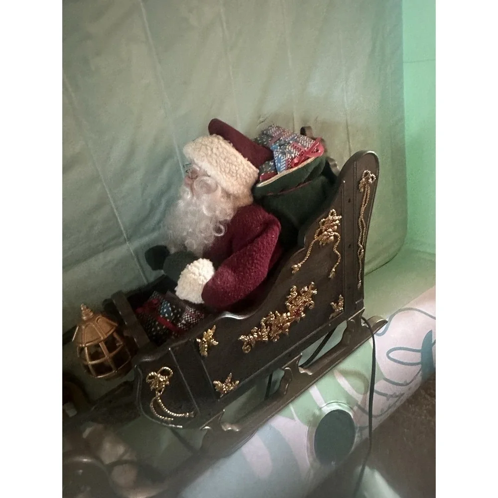 Santa Sleigh+Reindeer Vintage 1998 Christmas Holiday Creation Animatedmusic Work